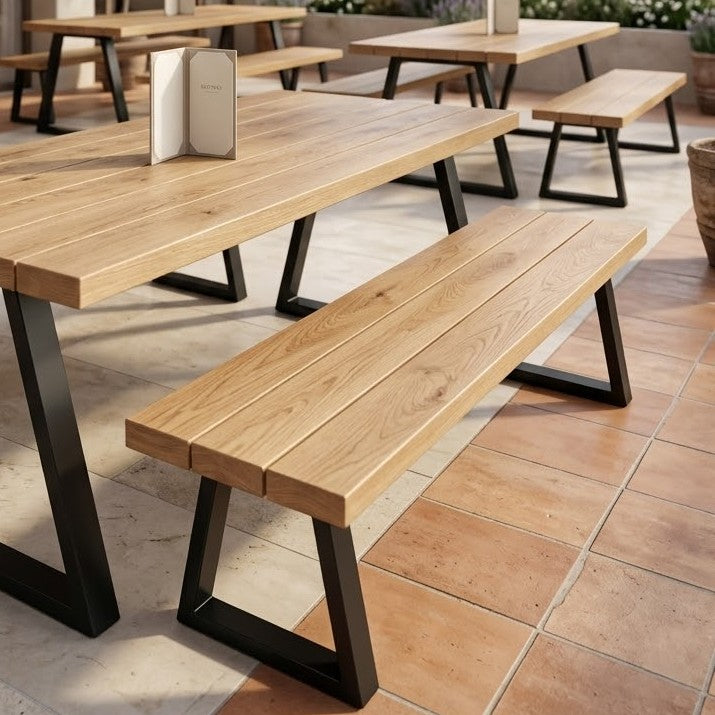 Slated Commercial Premium Solid Oak Slatted Commercial Outdoor Bench | Bespoke, Custom ...
