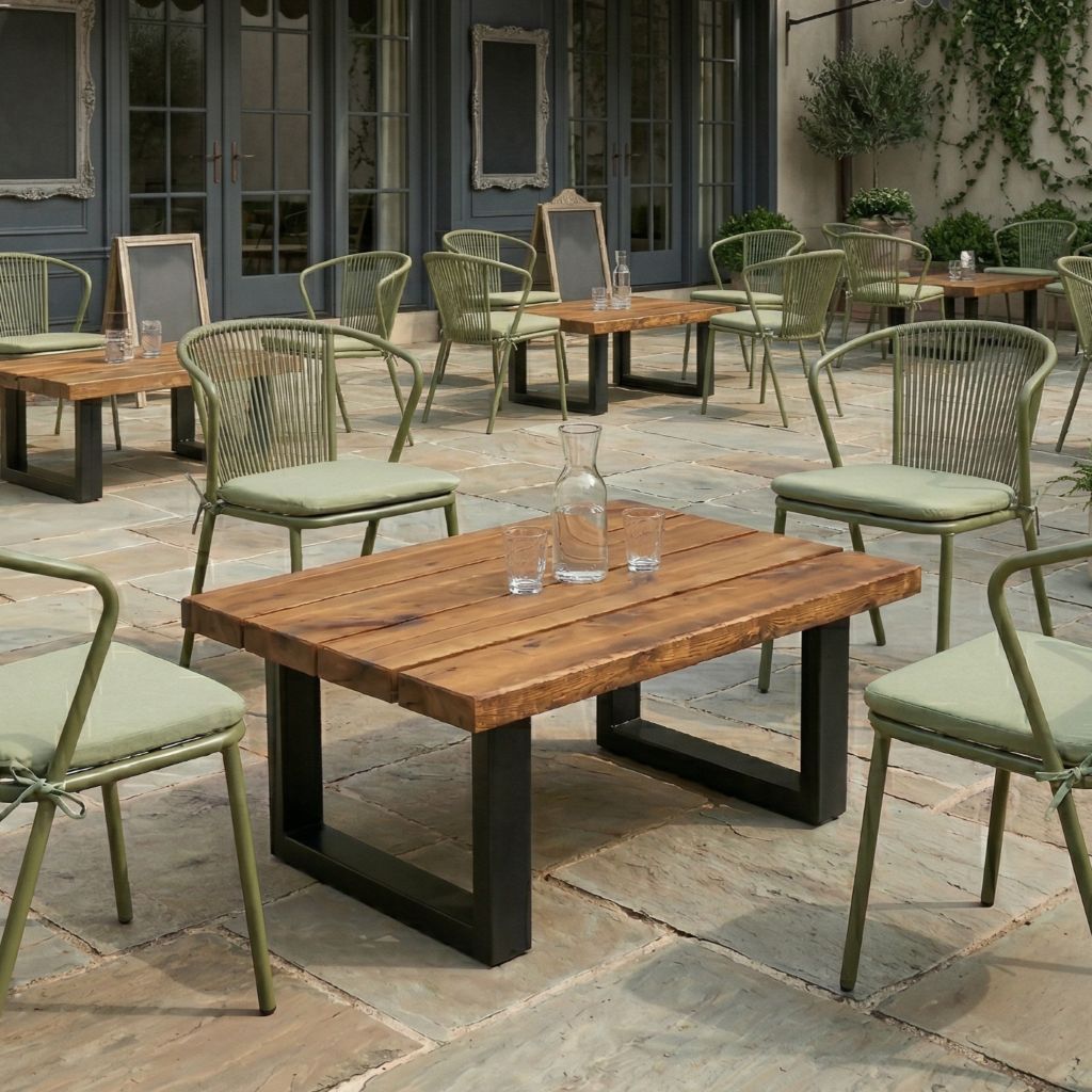 Slated Commercial Rustic Slatted Commercial Outdoor Coffee Table | Handmade Outdoor ...