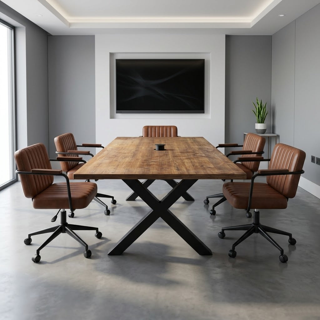 Rustic Conference Table Base Sleek & Slender Rustic Conference Table | Bespoke, handmade conference ...