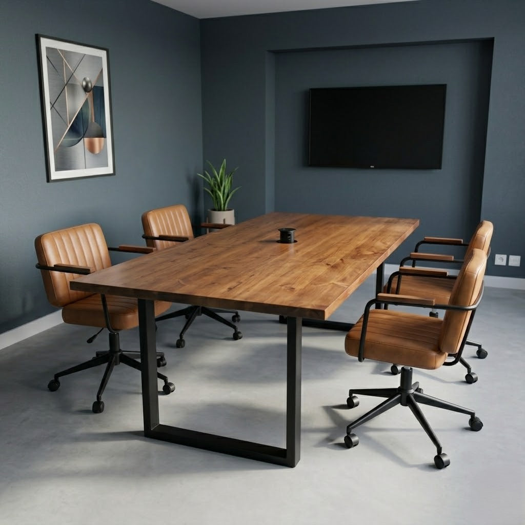 Rustic Office Conference Table Sleek & Slender Rustic Conference Table | Bespoke, handmade conference ...