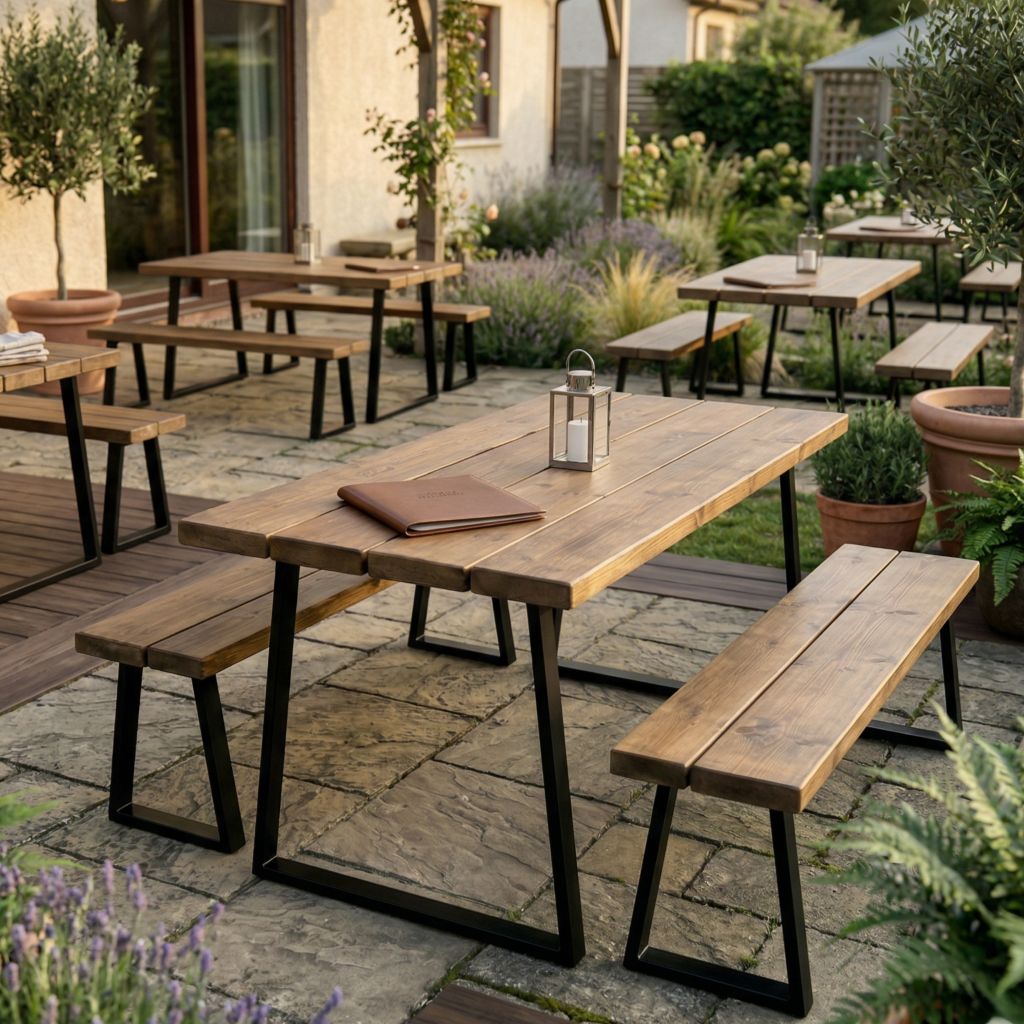 Slated Commercial Rustic Slatted Commercial Outdoor Table | Bespoke, Custom Outdoor Table ...
