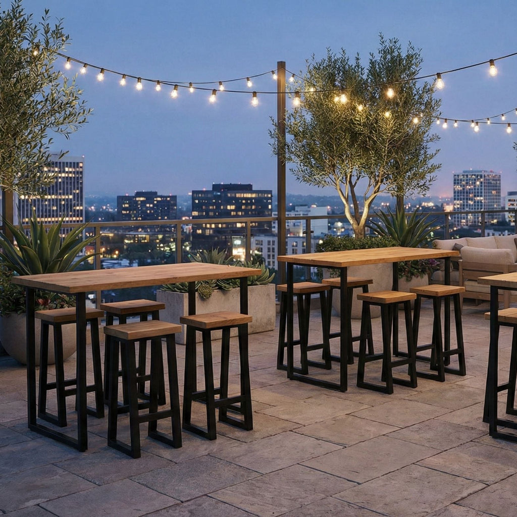 Slated Commercial Sleek & Slender Commercial Outdoor Slatted High Bar | Bespoke, Custom ...