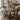 Staved Walnut Small Square Pedestal Table