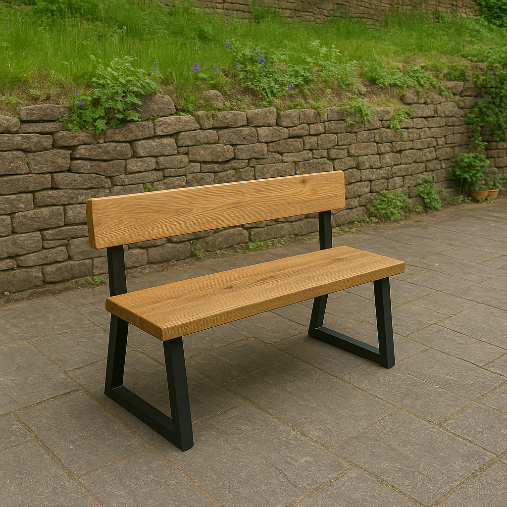 Elegant Outdoor Beech Seating Bench with Back