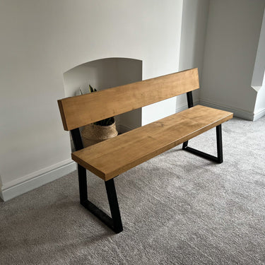 Elegant Beech Seating Bench with Back - TRL Handmade Furniture