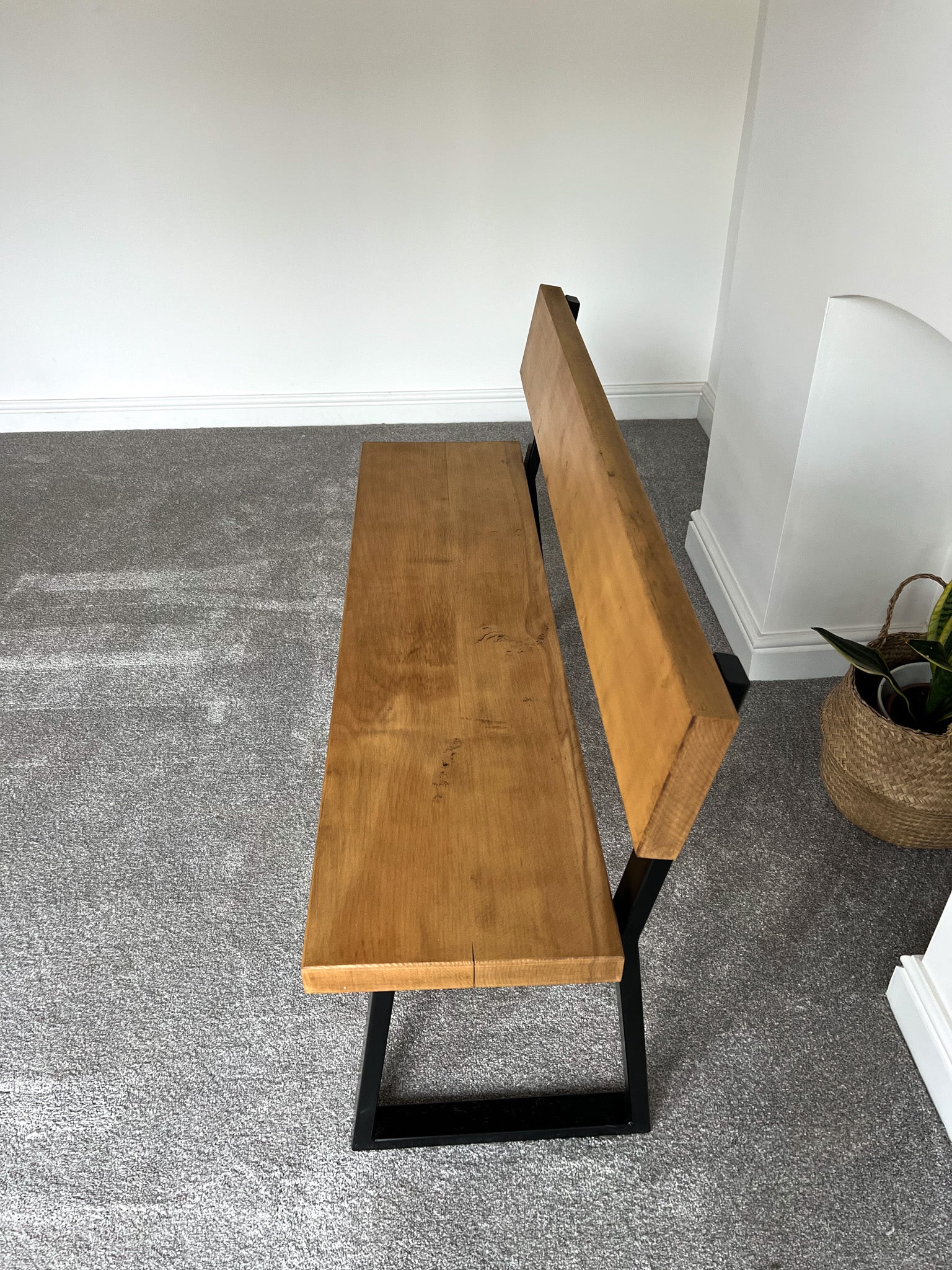 Elegant Beech Seating Bench with Back - TRL Handmade Furniture