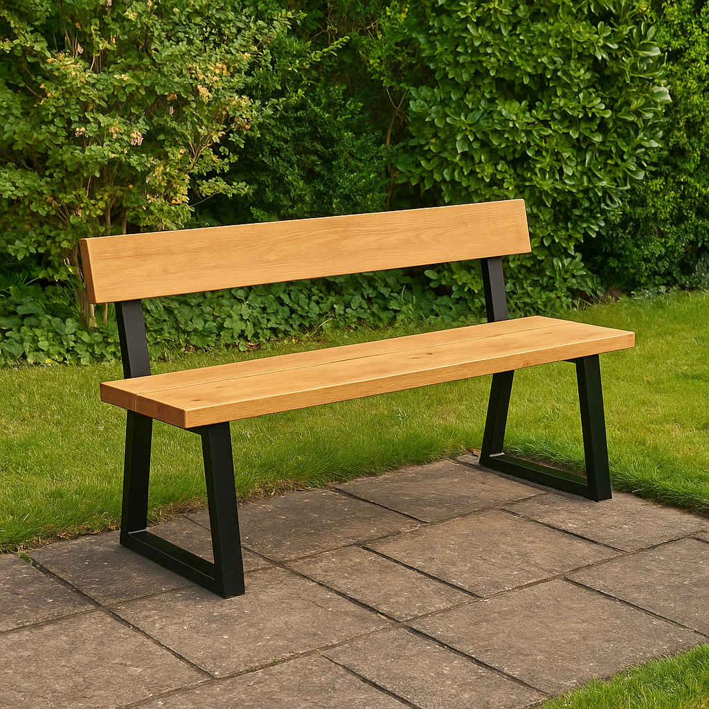 Chunky Outdoor Seating Bench with Back
