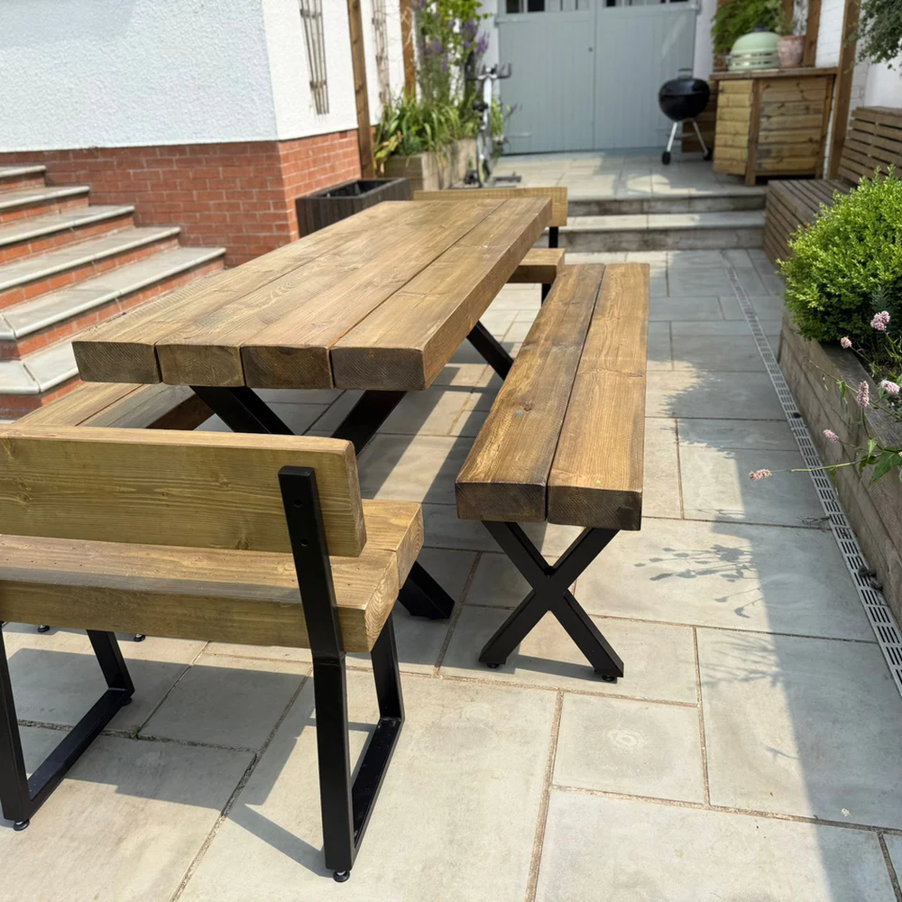 Outdoor Sleeper Bench with Back