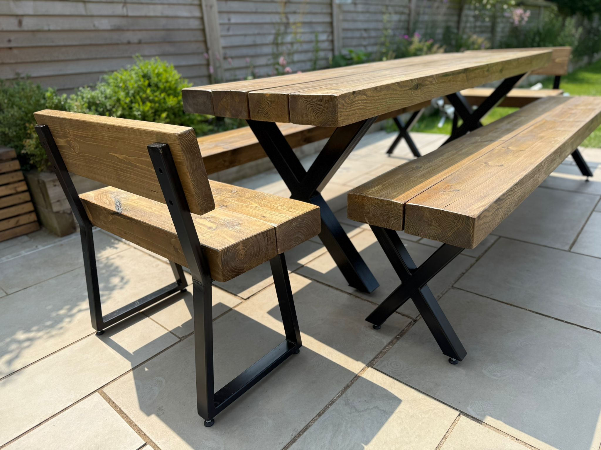Outdoor Sleeper Bench with Back