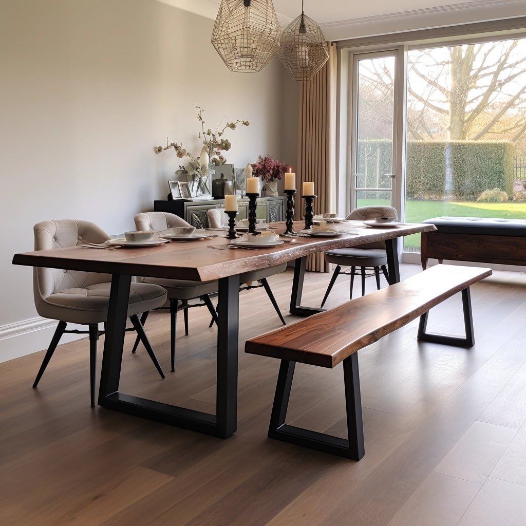 Elegant Sapele Dining Table & Bench Set - TRL Handmade Furniture