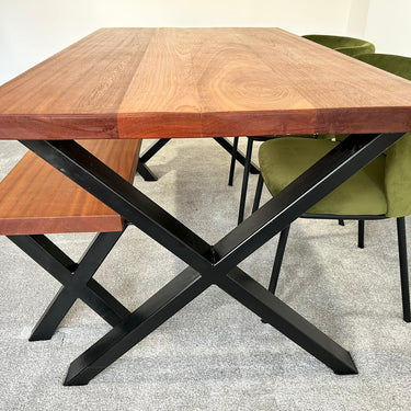 Elegant Sapele Dining Table & Bench Set - TRL Handmade Furniture