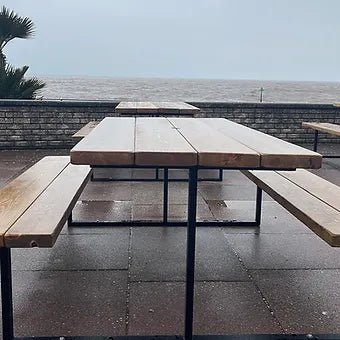 Outdoor Slatted Picnic Table with Fixed Benches - TRL Handmade Furniture