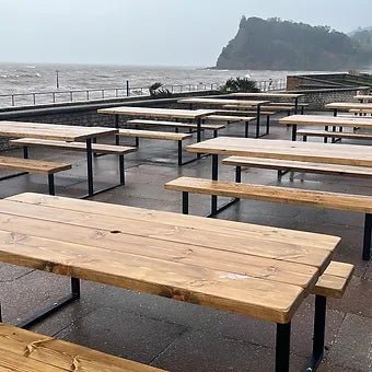 Outdoor Slatted Picnic Table with Fixed Benches - TRL Handmade Furniture