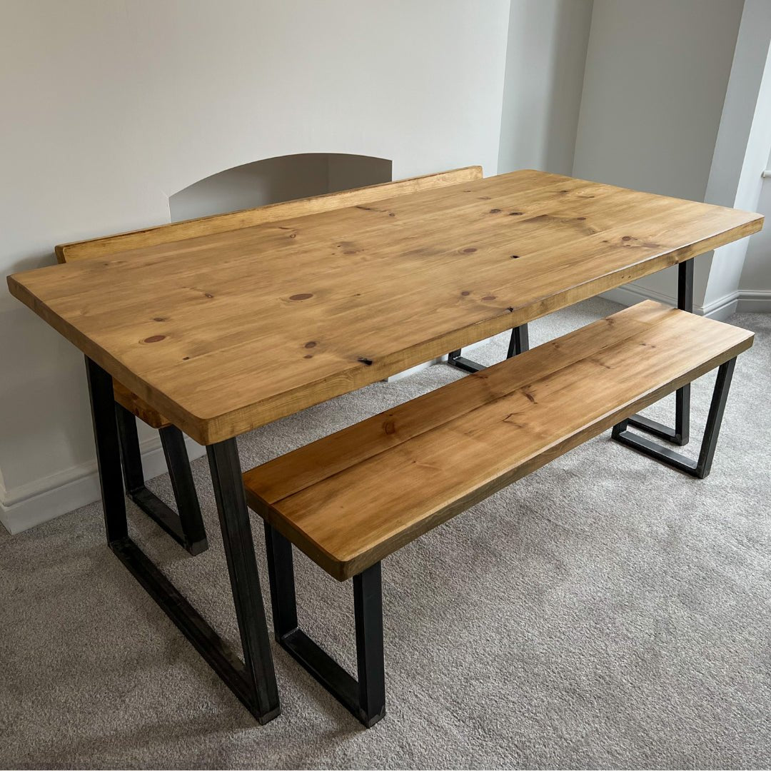 Sleek & Slender Dining Table & Bench Set - TRL Handmade Furniture