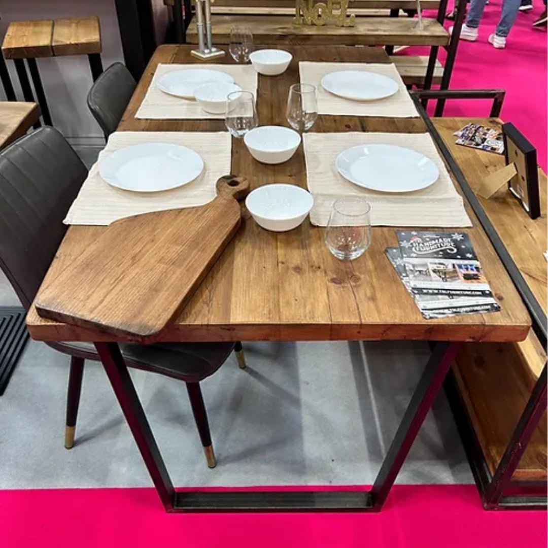 Sleek & Slender Reclaimed Dining Table & Bench Set - TRL Handmade Furniture